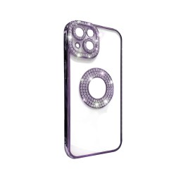 Funda de Silicona Suave con Diseño de Diamantes para Apple iPhone 14 Purpura
